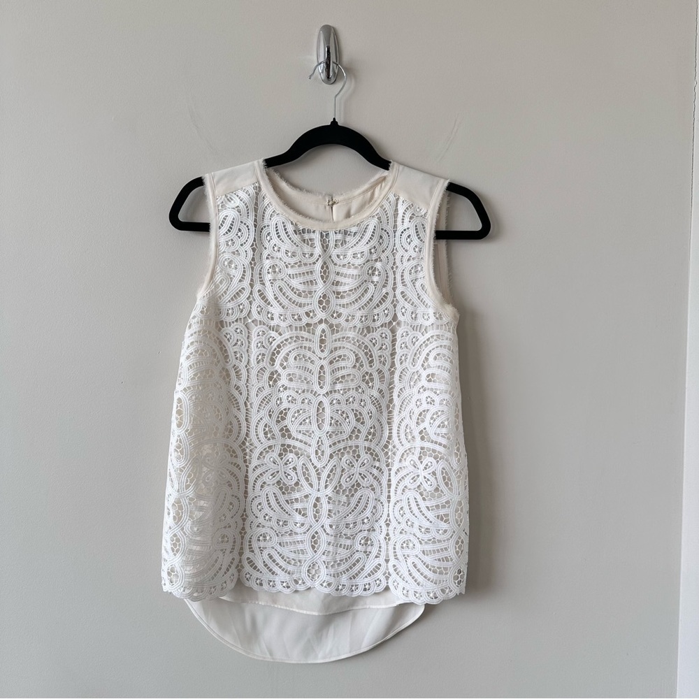 Kate Spade-Lace Front Dainty Sleeveless Blouse (Size:XS)
